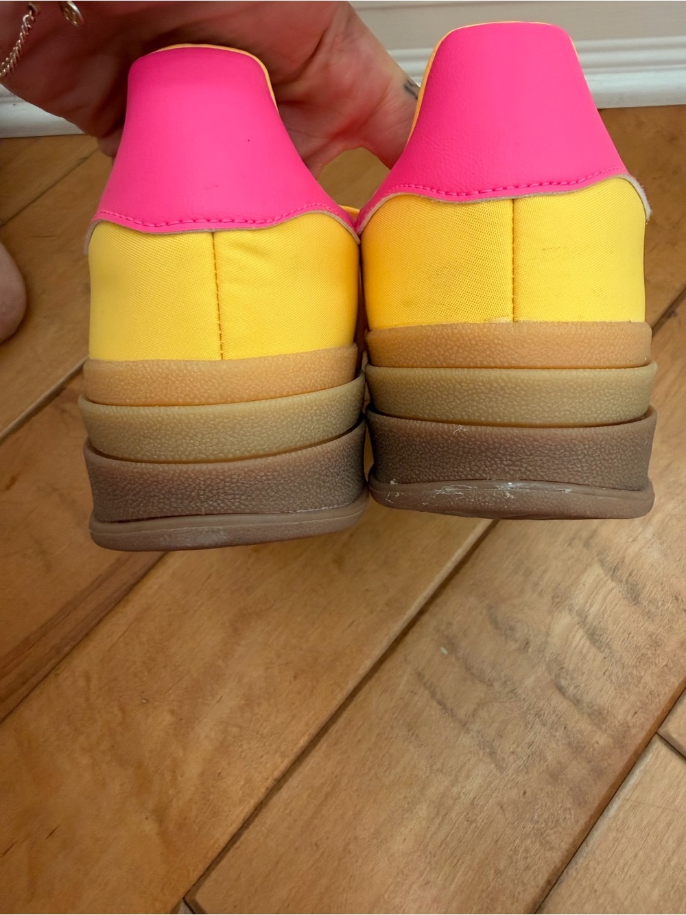 adidas Gazelle Low Sneakers in Yellow & Hot Pink - Picture 7 of 9